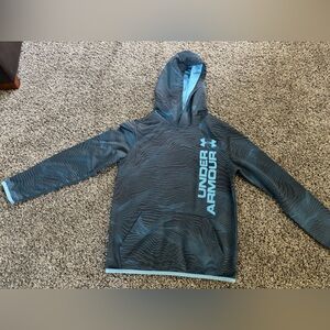 Boys Under Armour Charcoal and Sky Blue Hoodie